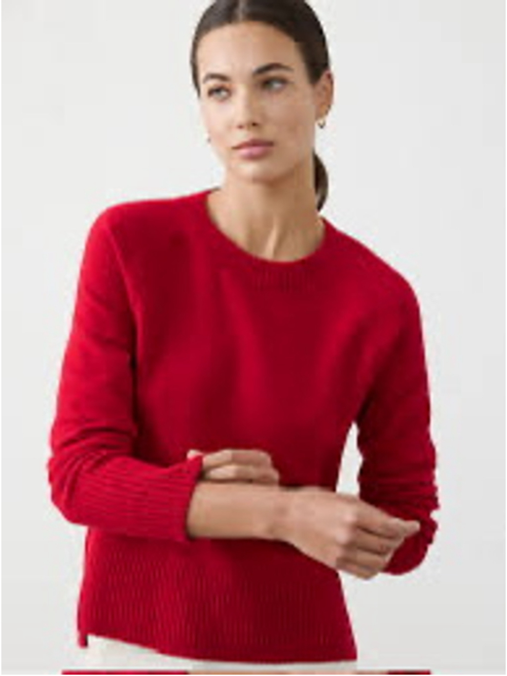 Banana Republic Petite XS Red Crew Neck Long Sleeve Knit Sweater